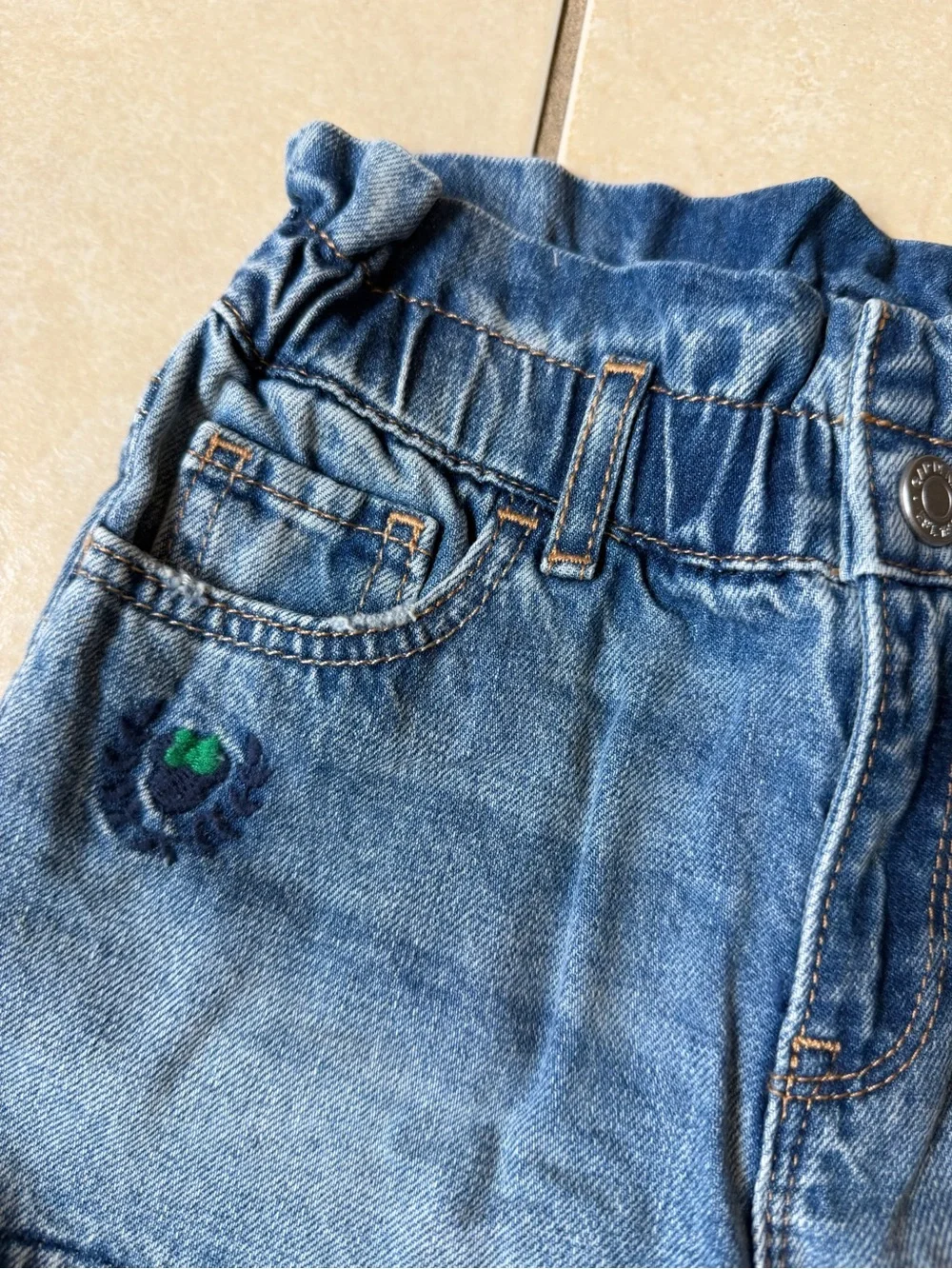 Baby Gap Disney Minnie Mouse Denim Paperbag Shorts Blue Jean 4 Years
